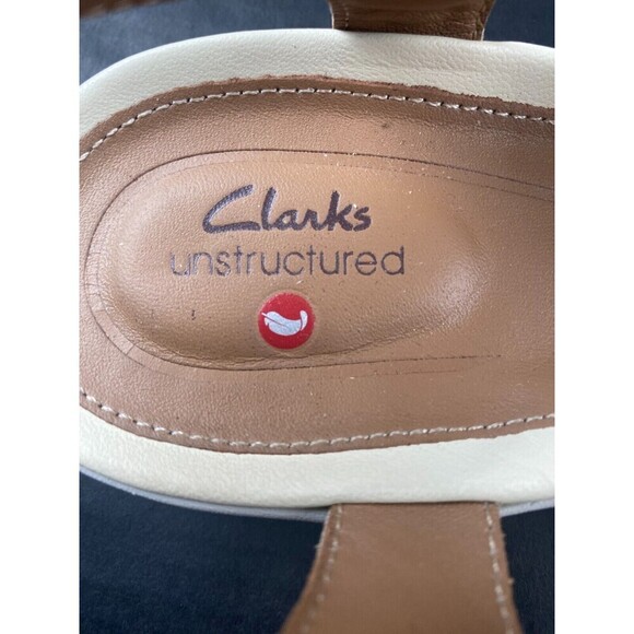 Clarks Un Adorn Ease 8 M Womens‎ Beige Leather Strap Sandals Comfort Casual Used - Picture 14 of 16